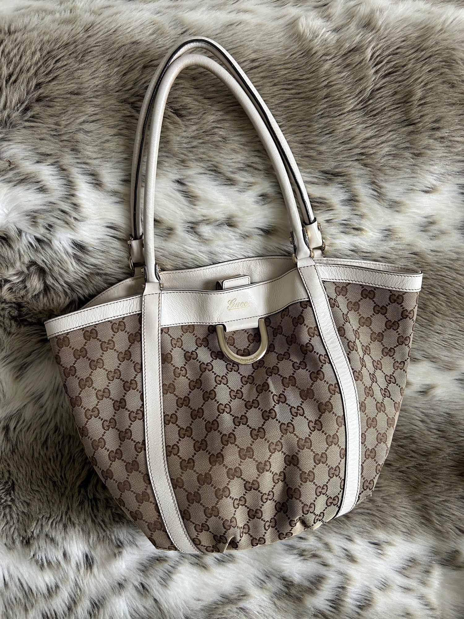 Vintage Gucci Monogram Bucket Shoulder Bag 90s
