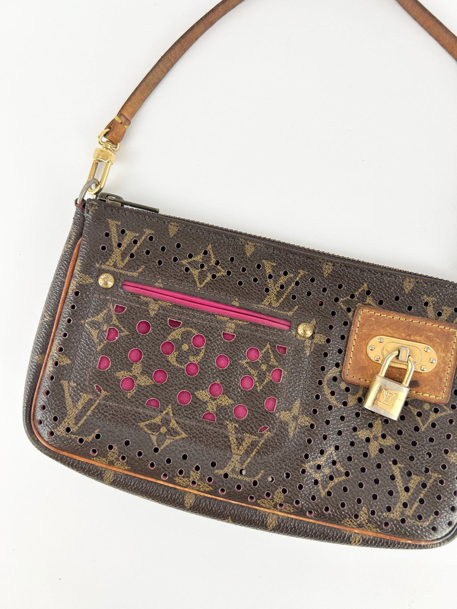 Vintage Louis Vuitton Perforated Padlock Pochette Bag RARE (2006)
