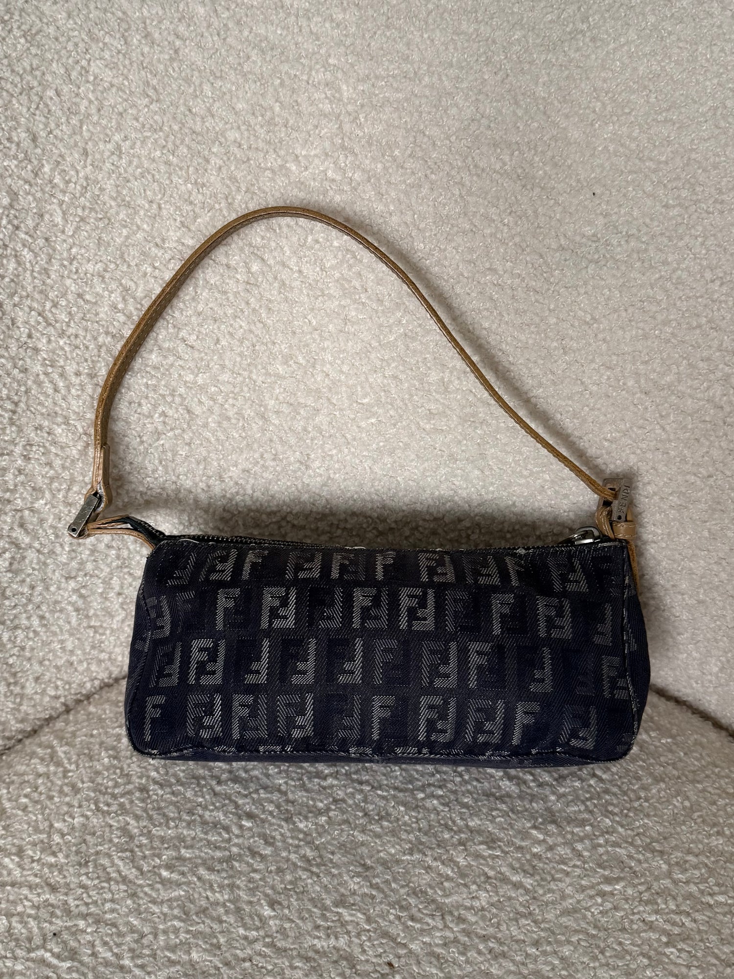 Vintage 90s Fendi Zucca Blue Denim Mini Shoulder Bag