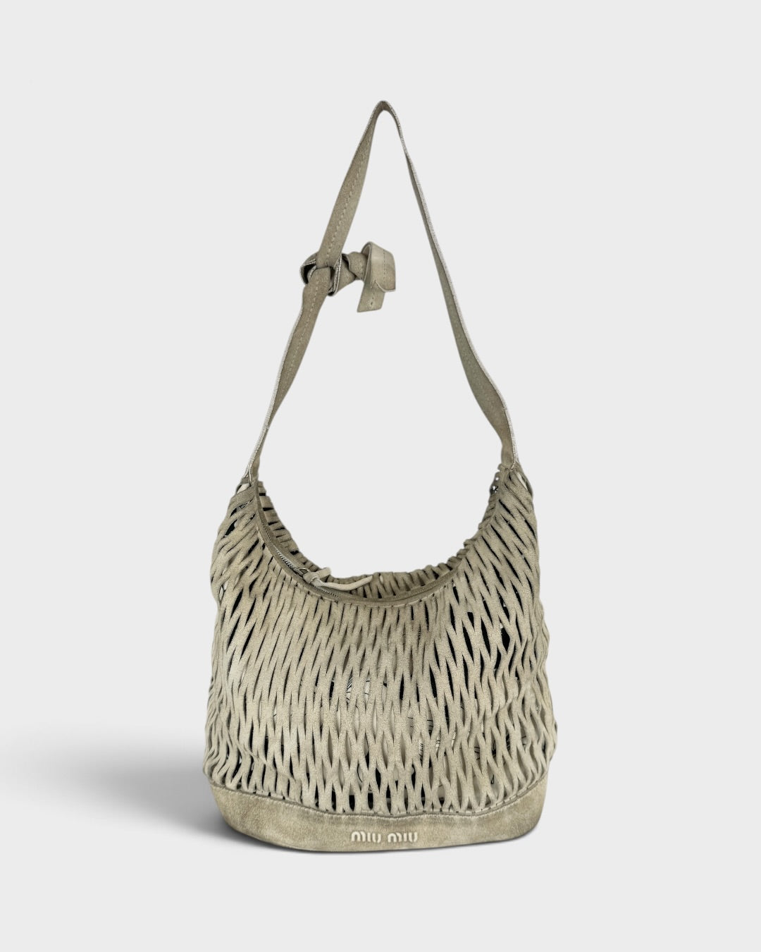 90s Miu Miu Suede Lattice Hobo Bag