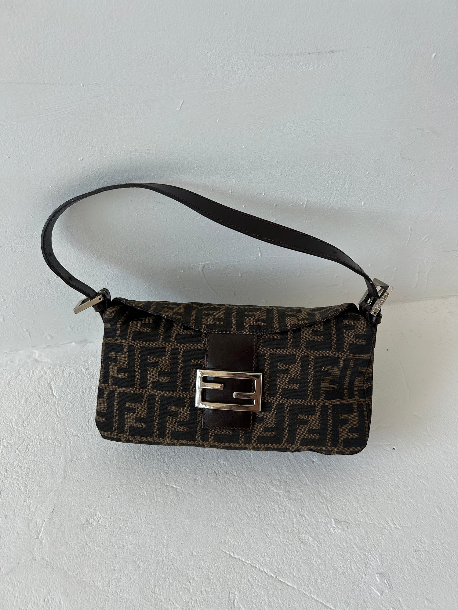 Vintage Fendi Zucca Baguette Shoulder Bag