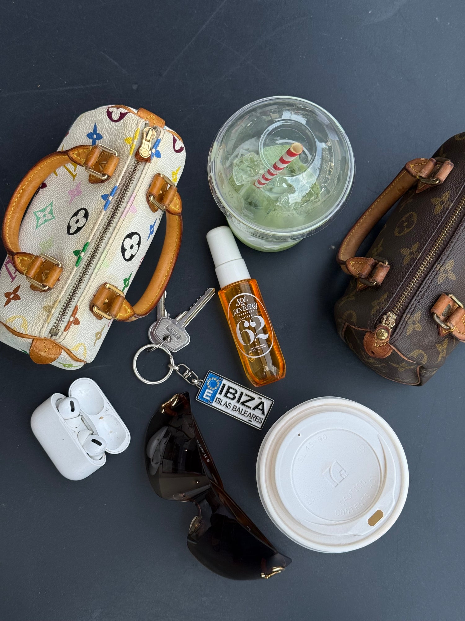 Vintage Louis Vuitton x Takashi Murakami Multicolour Nano Speedy Handbag with Extension Strap