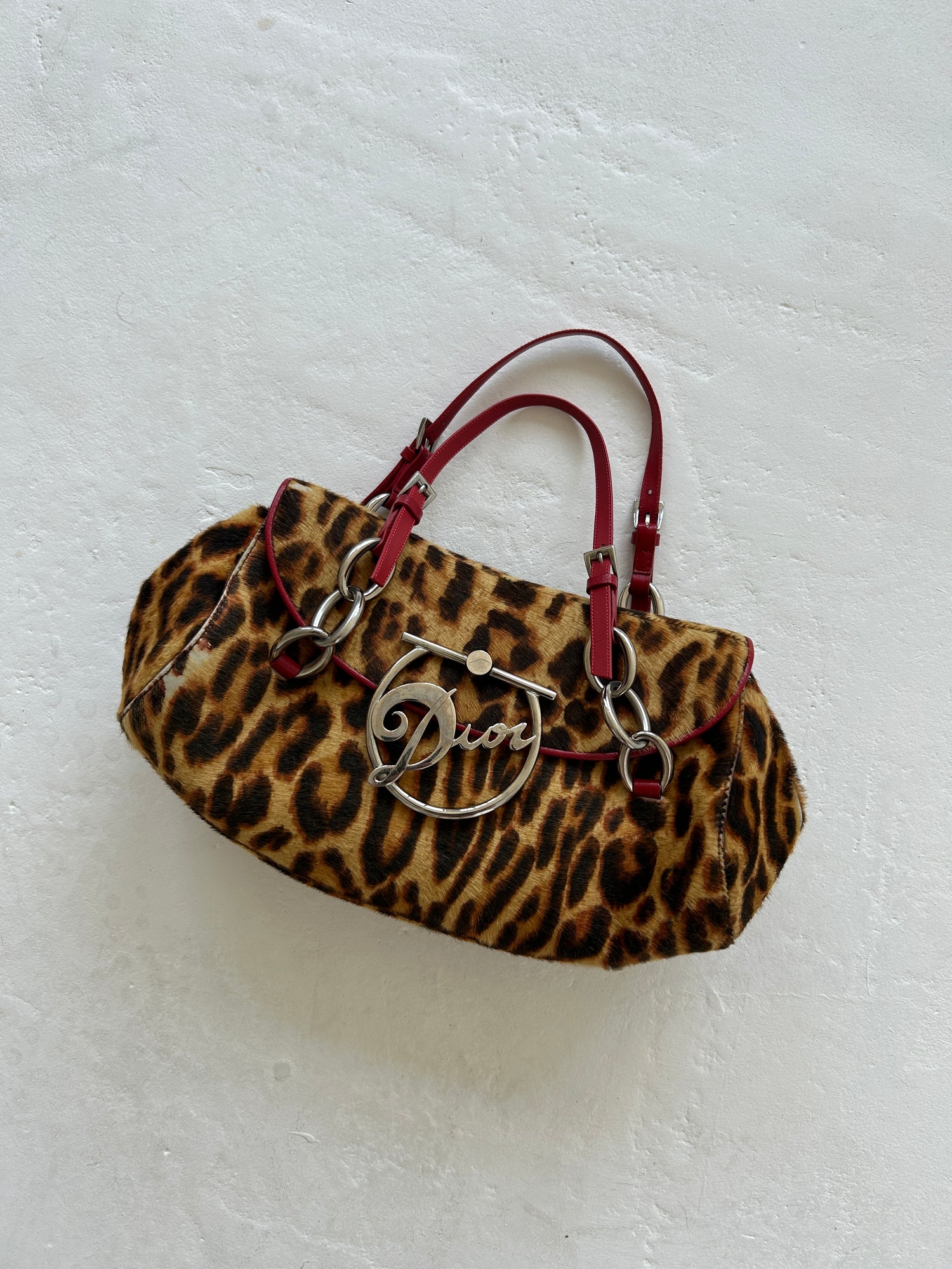 Vintage Christian Dior Leopard Print Pony Hair ‘Diva’ Handbag (2004)