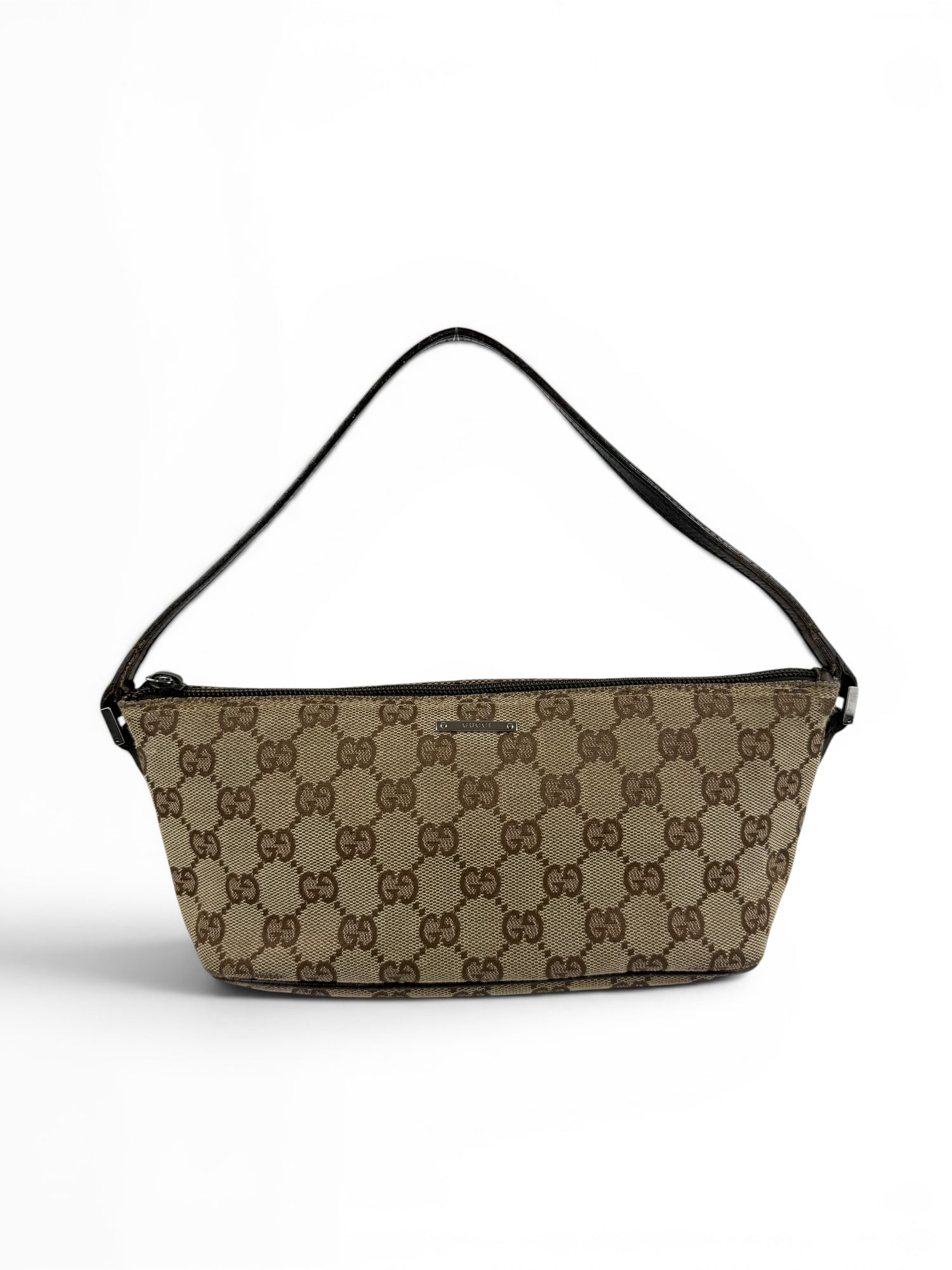 Vintage 90s Gucci GG Monogram Classic Pochette Boat Bag