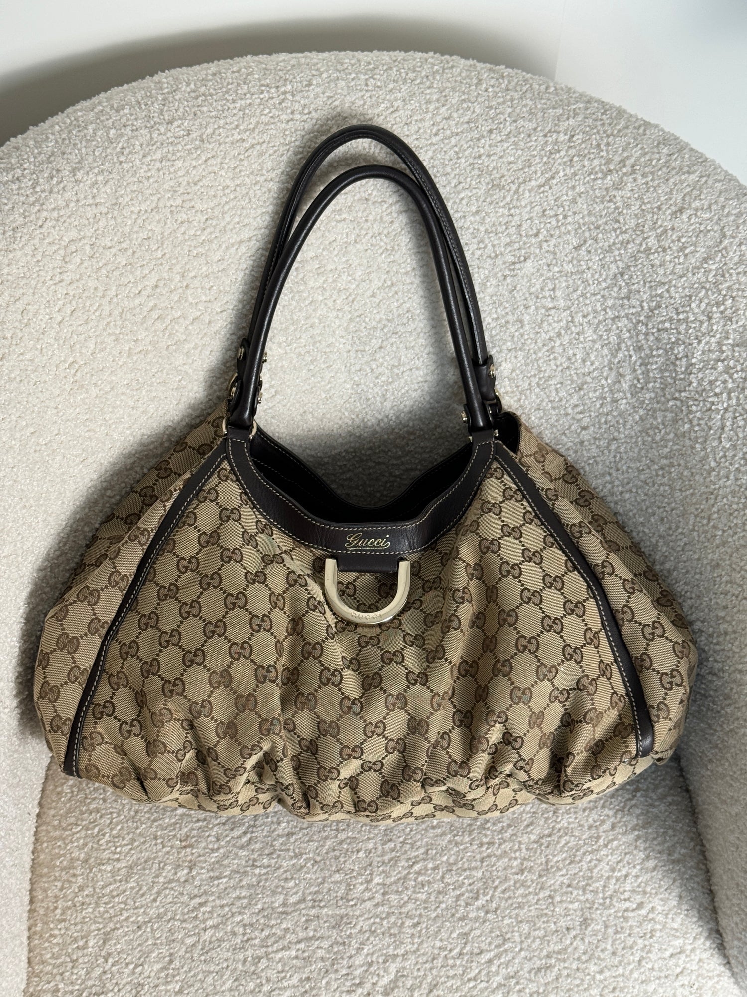 Vintage 90s Gucci Monogram Large Shoulder Bag