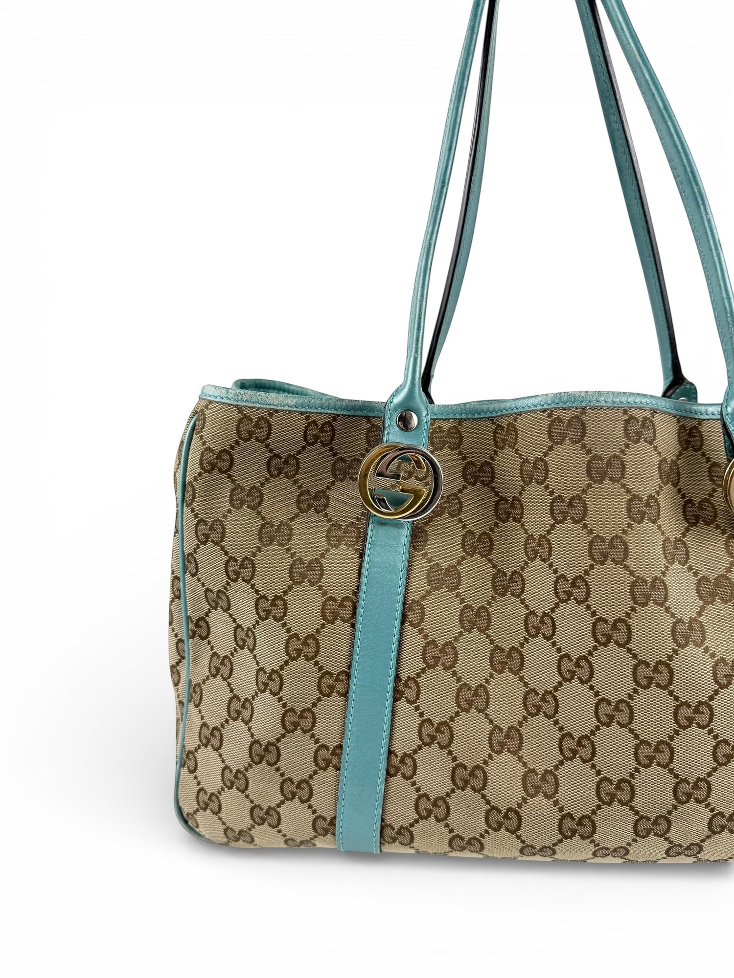 Vintage 90s Gucci Monogram GG Hardware Tote