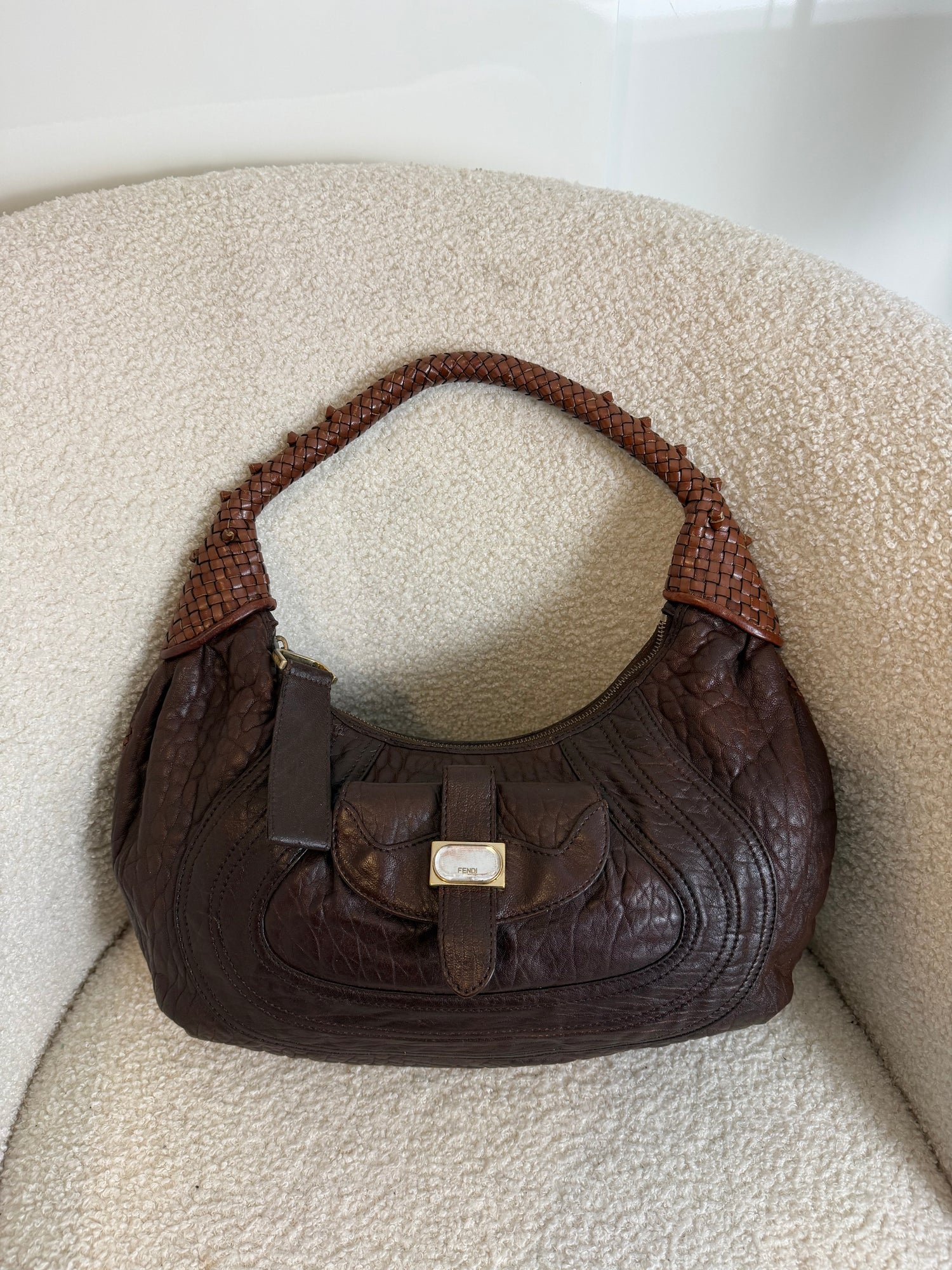 Vintage 90s Fendi Leather Spy Handbag