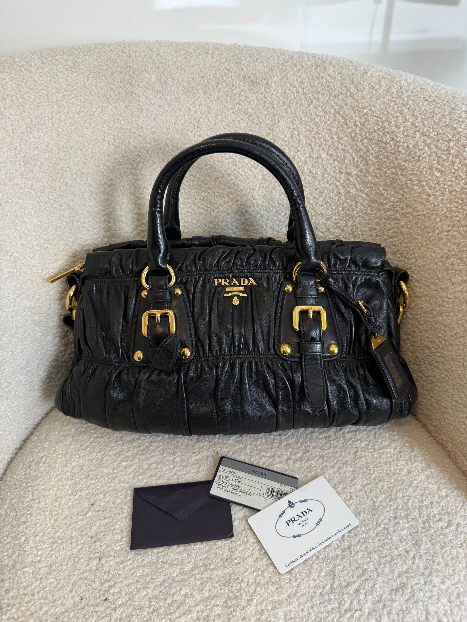 2010 Prada Nappa Gaufre 2Way Handbag