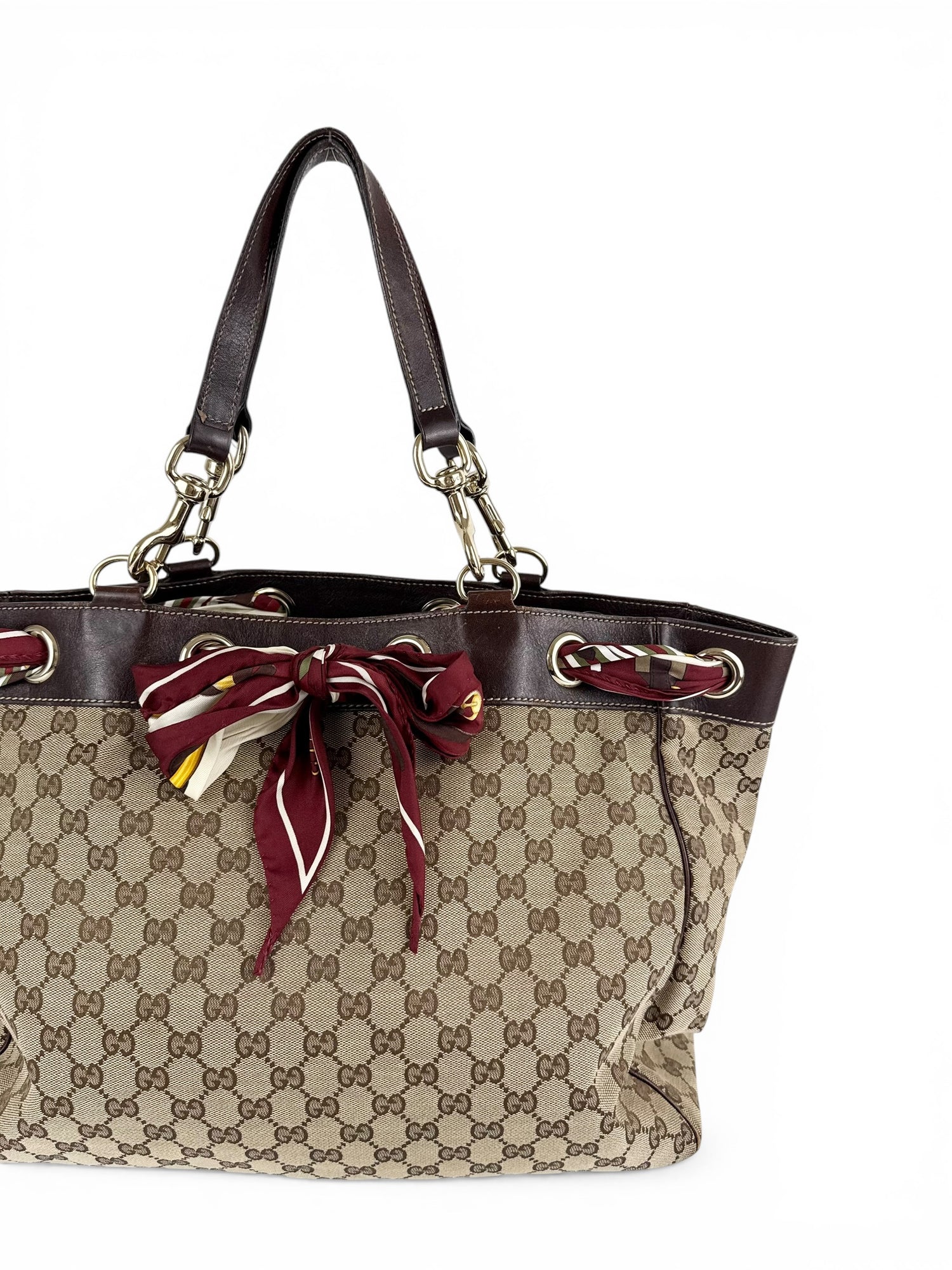 Vintage 90s Gucci GG Monogram Large Rivet Tote Bag (with scarf)