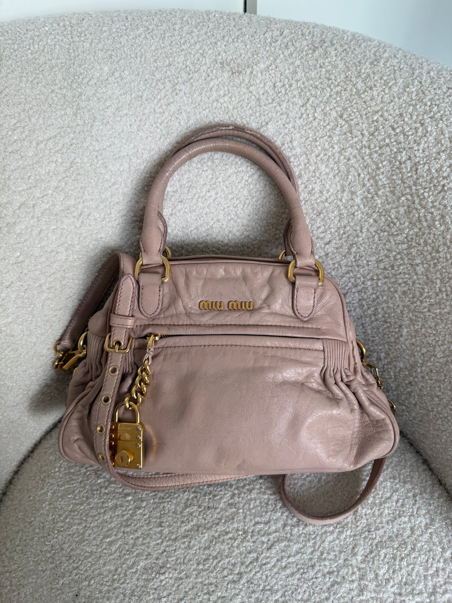 2010s Miu Miu Vitello Shine 2Way Charm Handbag