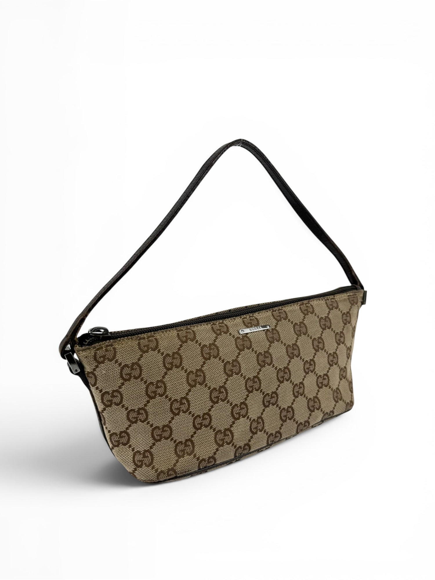 Vintage 90s Gucci GG Monogram Classic Pochette Boat Bag