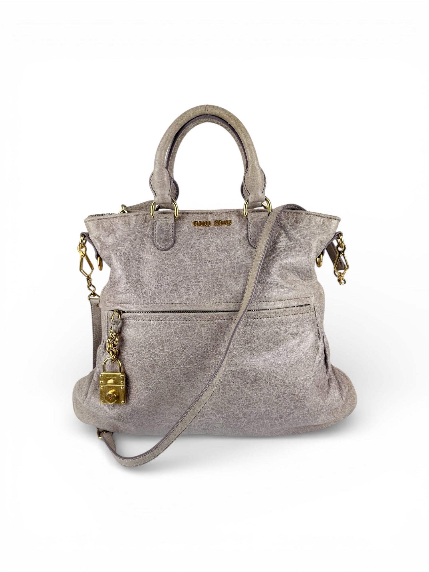 2010s Miu Miu Vitello Charm Large 2Way Handbag