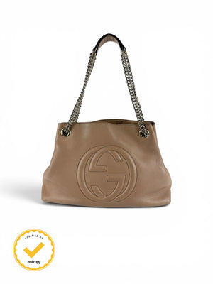 Gucci GG Pebbled Calfskin Soho Chain Handbag
