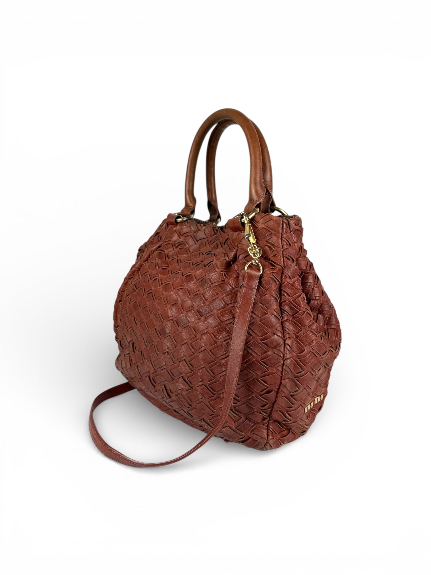 2010s Miu Miu Vitello Braided 2Way Handbag