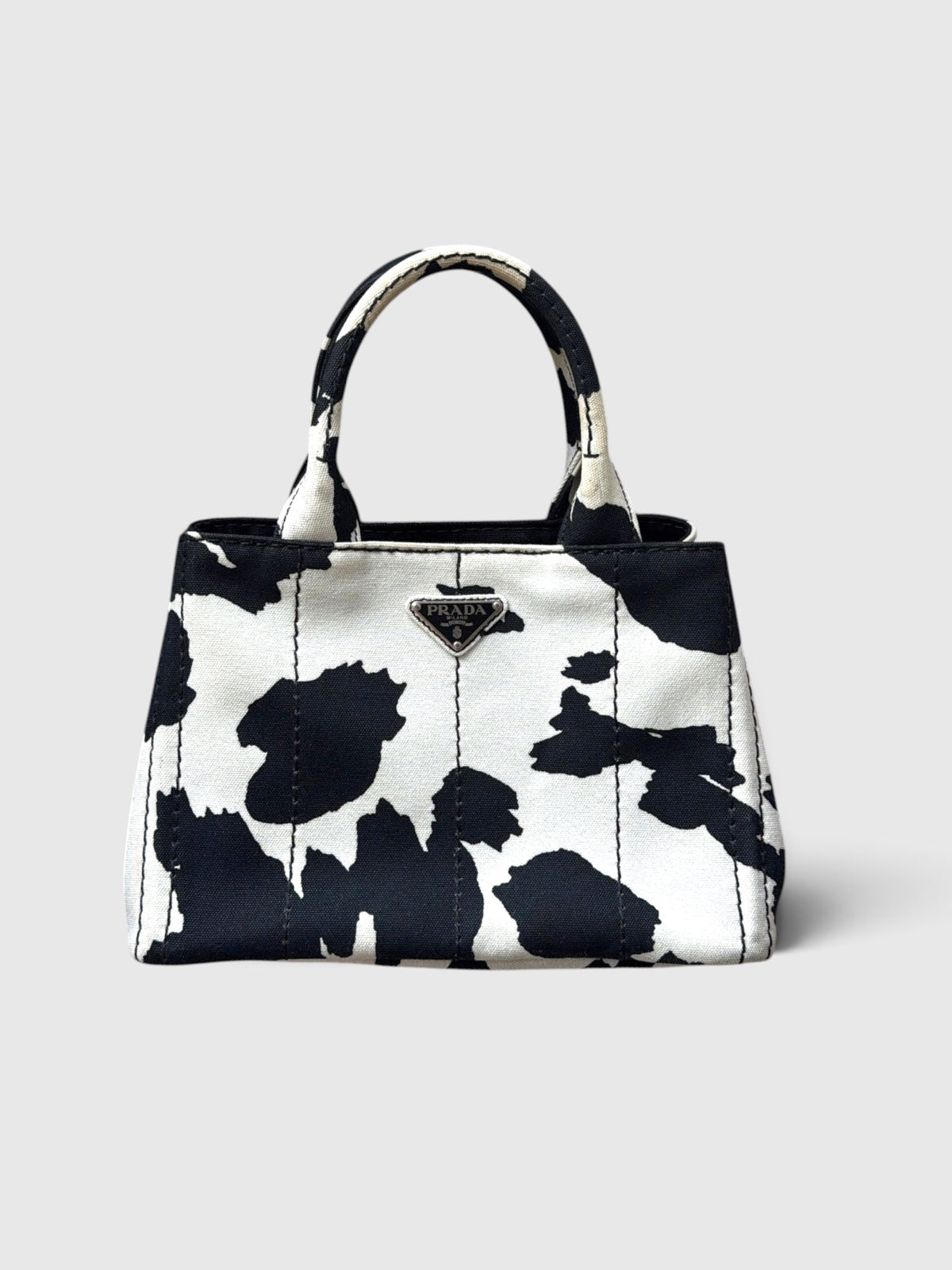 2000s Prada Cow Print Canapa 2-Way Handbag
