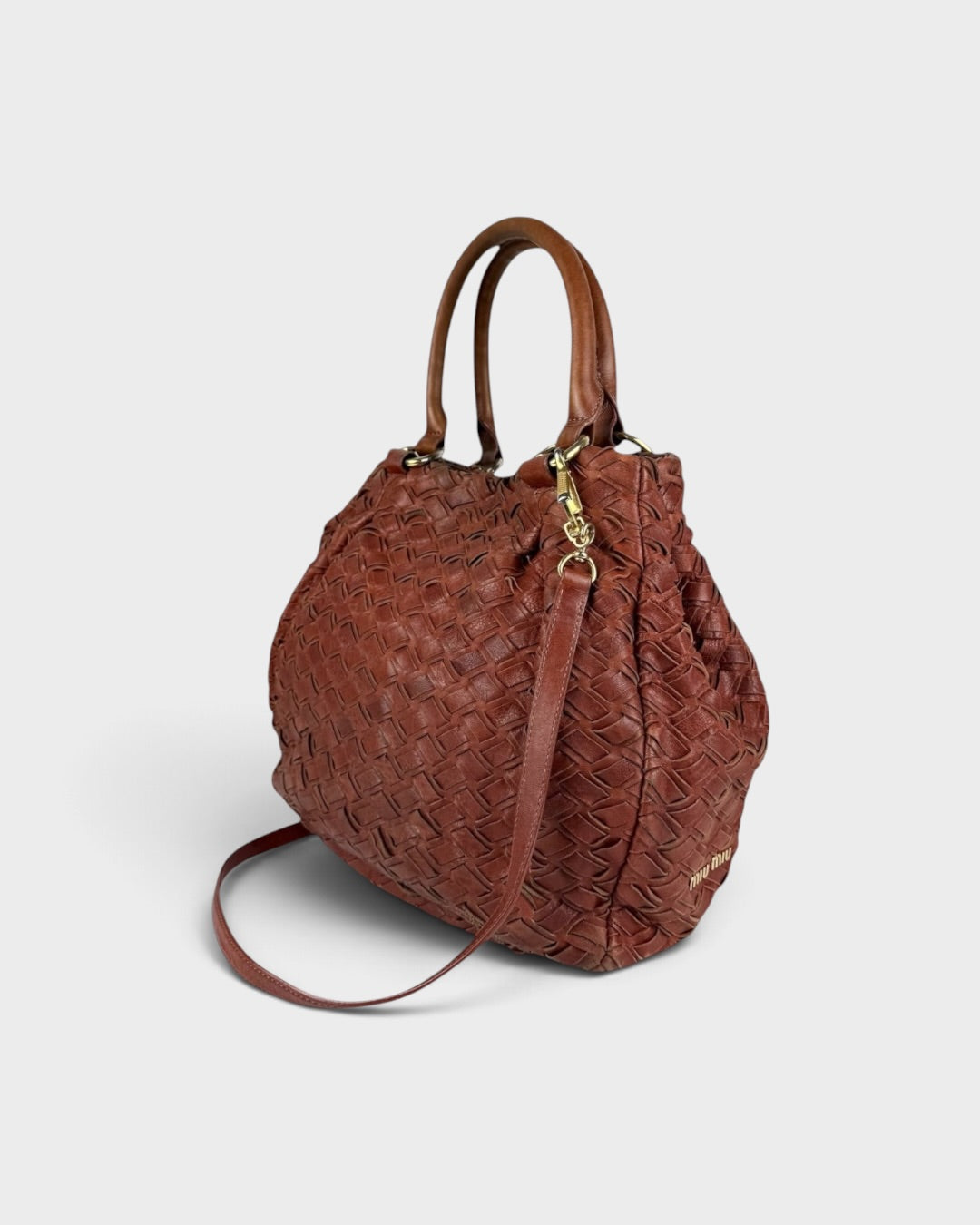 2010s Miu Miu Vitello Braided 2Way Handbag