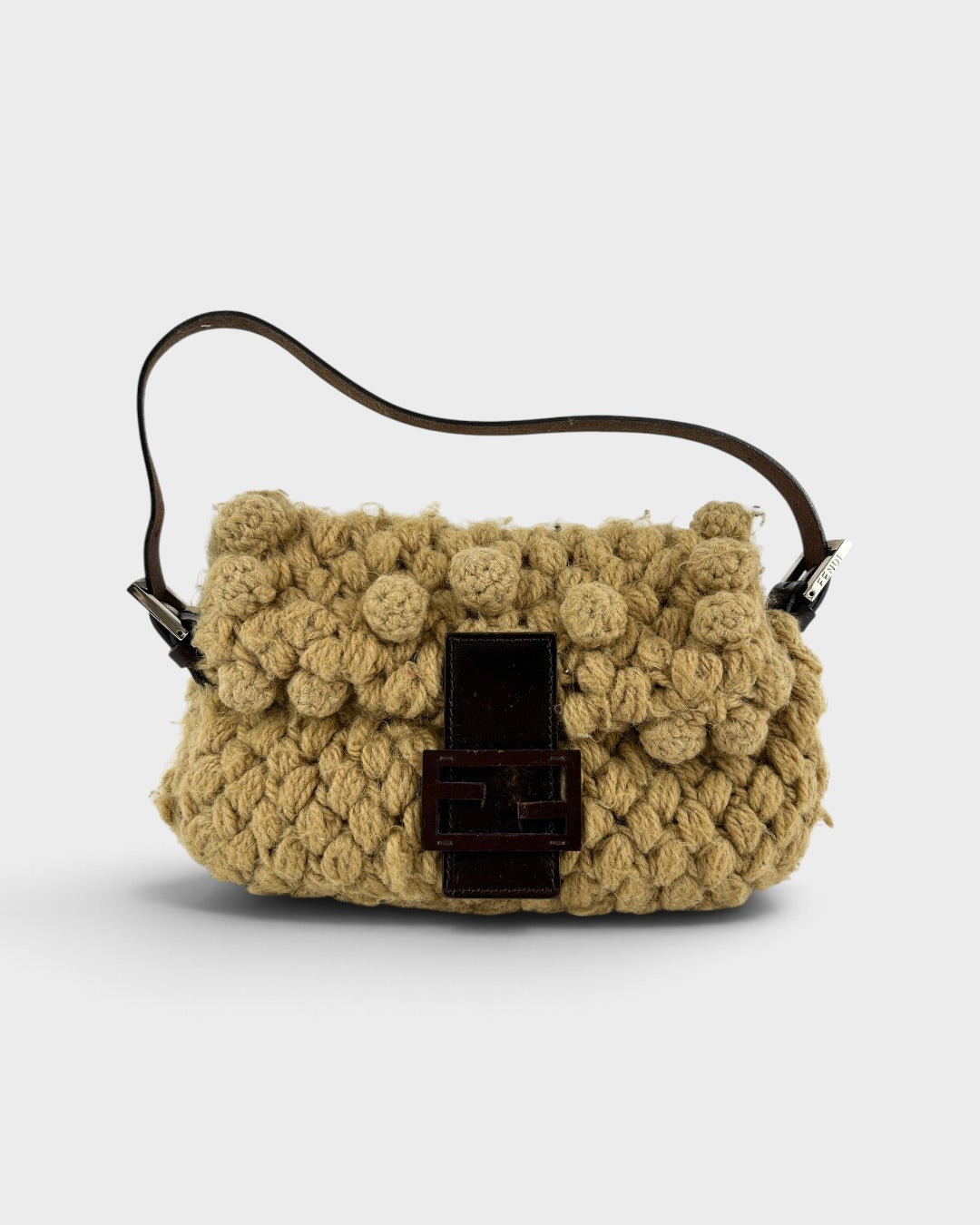 Vintage Fendi Crochet Knit Baguette Shoulder Bag 90s