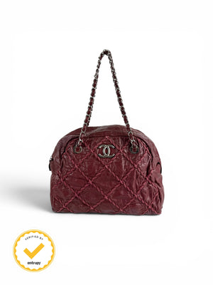 2009/2010 Chanel Ultra Stitch Burgundy Bowling Chain Handbag
