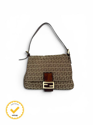 90s Fendi Zucca Mamma Baguette Shoulder Bag
