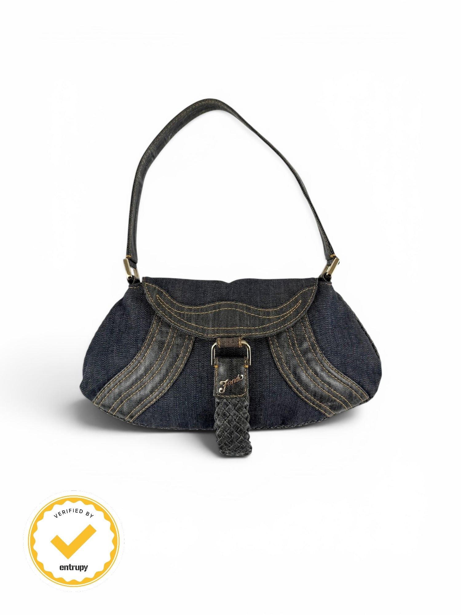 90s Fendi Mini Denim Spy Pouch Shoulder Bag