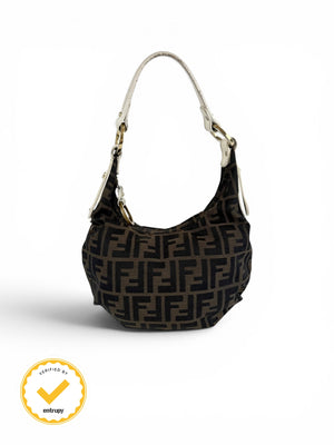90s Fendi Zucca Hobo Shoulder Bag
