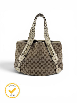 2000s Gucci Monogram Braided Handle Handbag