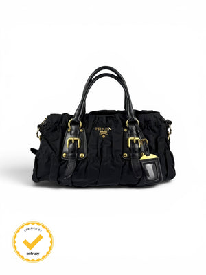 2010s Prada Nylon Tessuto Gaufre Black Handbag