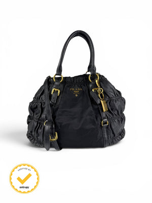 2010s Prada Tessuto 2Way Black Handbag