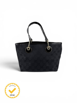 2000s Gucci Monogram Black Mini Tote Handbag