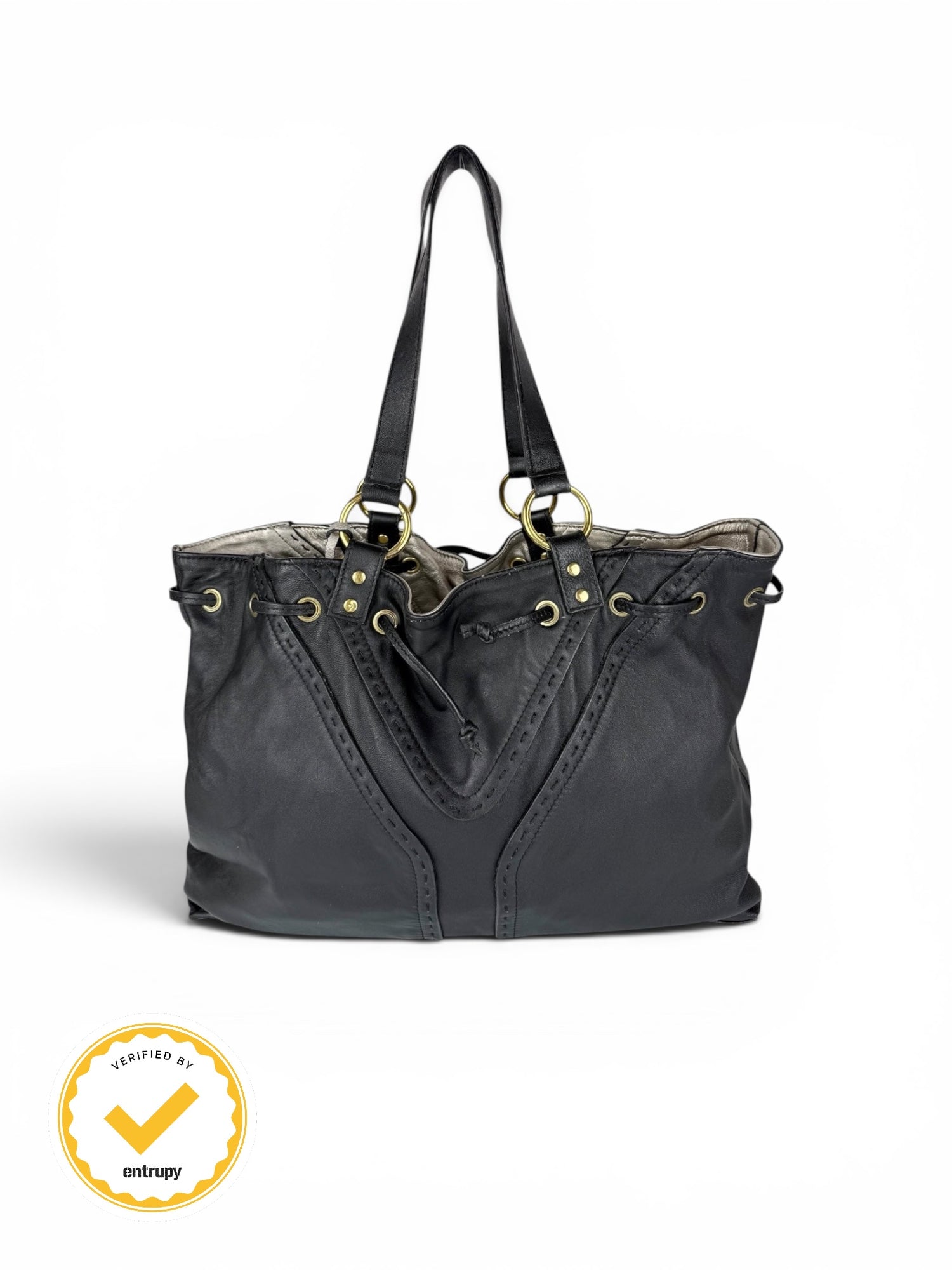 2000s Yves Saint Laurent Rive Gauche Leather Reversible Tote Bag