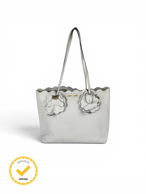 2018 Miu Miu Flower Leather Tote Bag