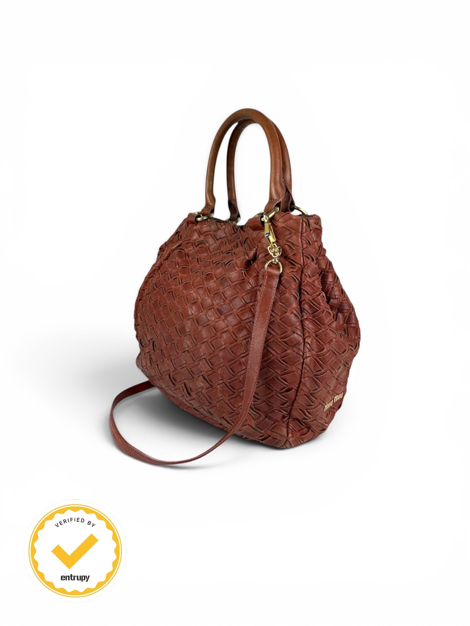2010s Miu Miu Vitello Braided 2Way Handbag