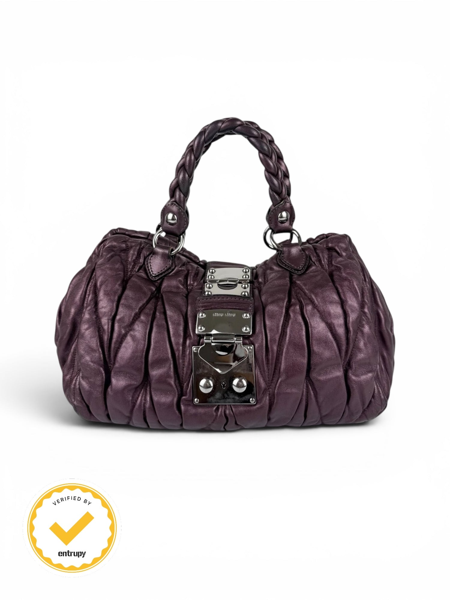 2010s Miu Miu Matelasse Coffer Hobo Handbag
