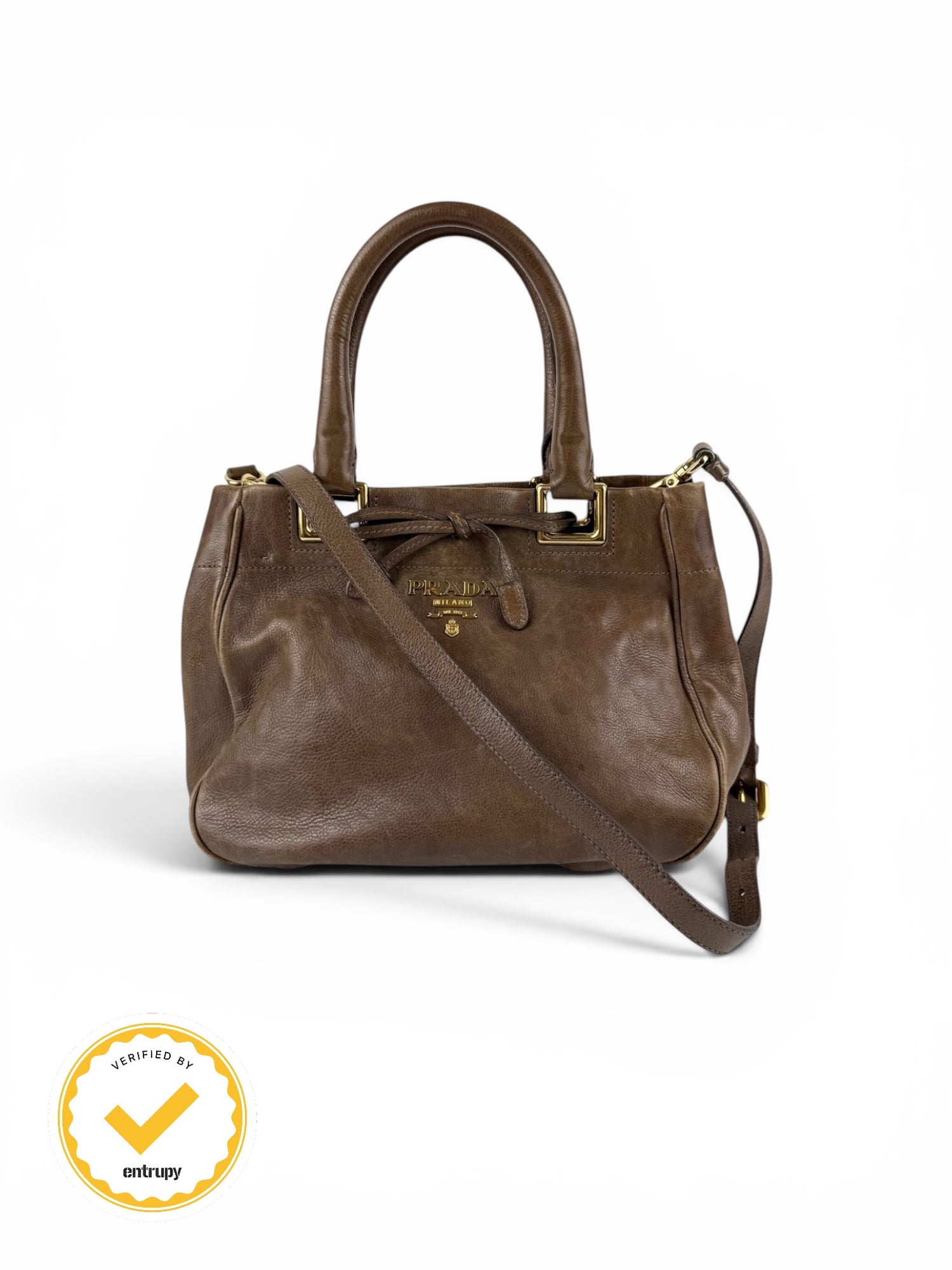 2010s Prada Vitello Leather Bow 2Way Handbag