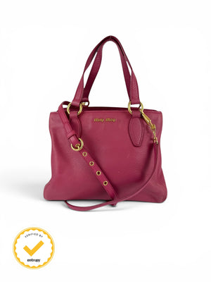 2010s Miu Miu Grained Leather Pink 2Way Tote Bag