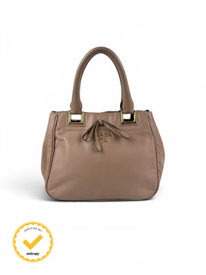 2010s Prada Vitello Leather Bow Handbag