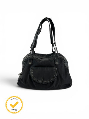 2007 Christian Dior Black Oblique Ethnic Shoulder Bag