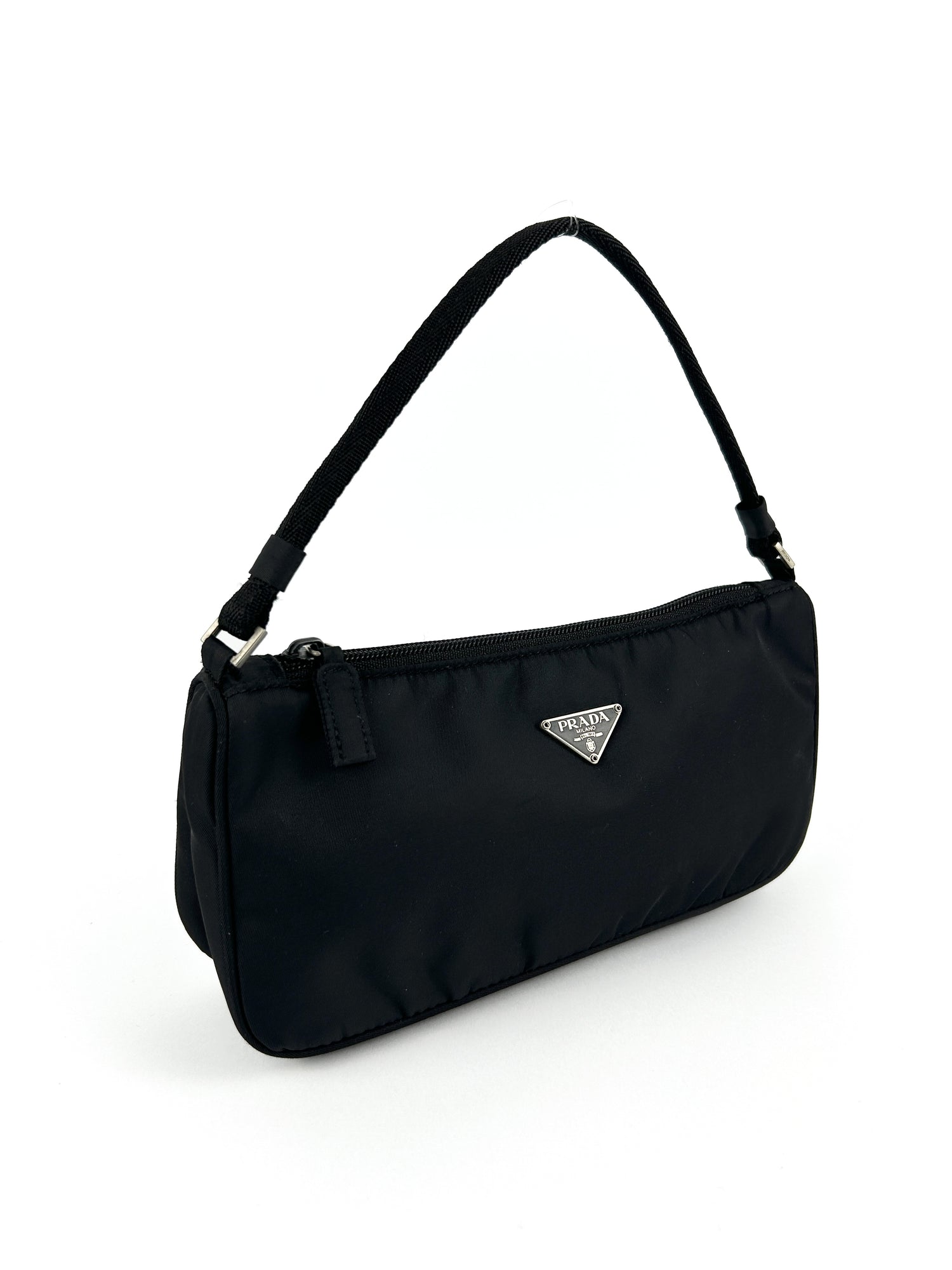 Vintage Prada Milano Nylon Black Shoulder Bag 90s