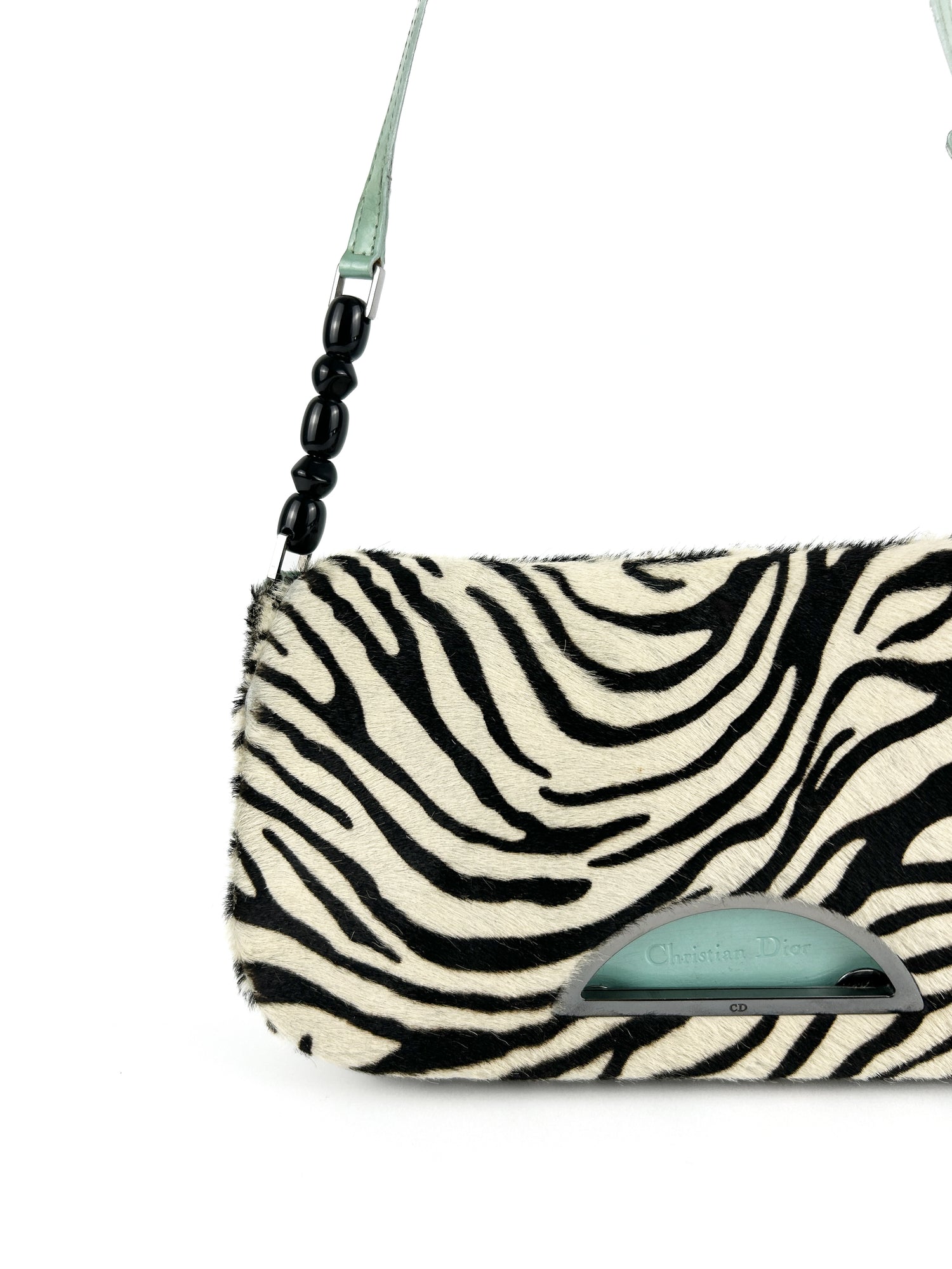 Vintage Christian Dior Zebra Print Pony Hair Malice Shoulder Bag (1999)