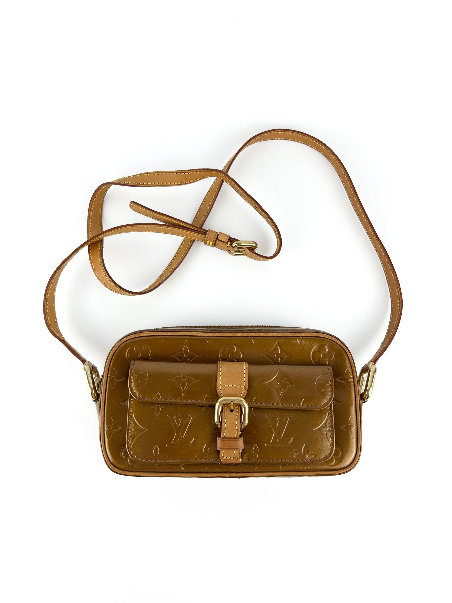 Vintage Louis Vuitton Vernis Bronze Christie MM Crossbody Bag (2000)