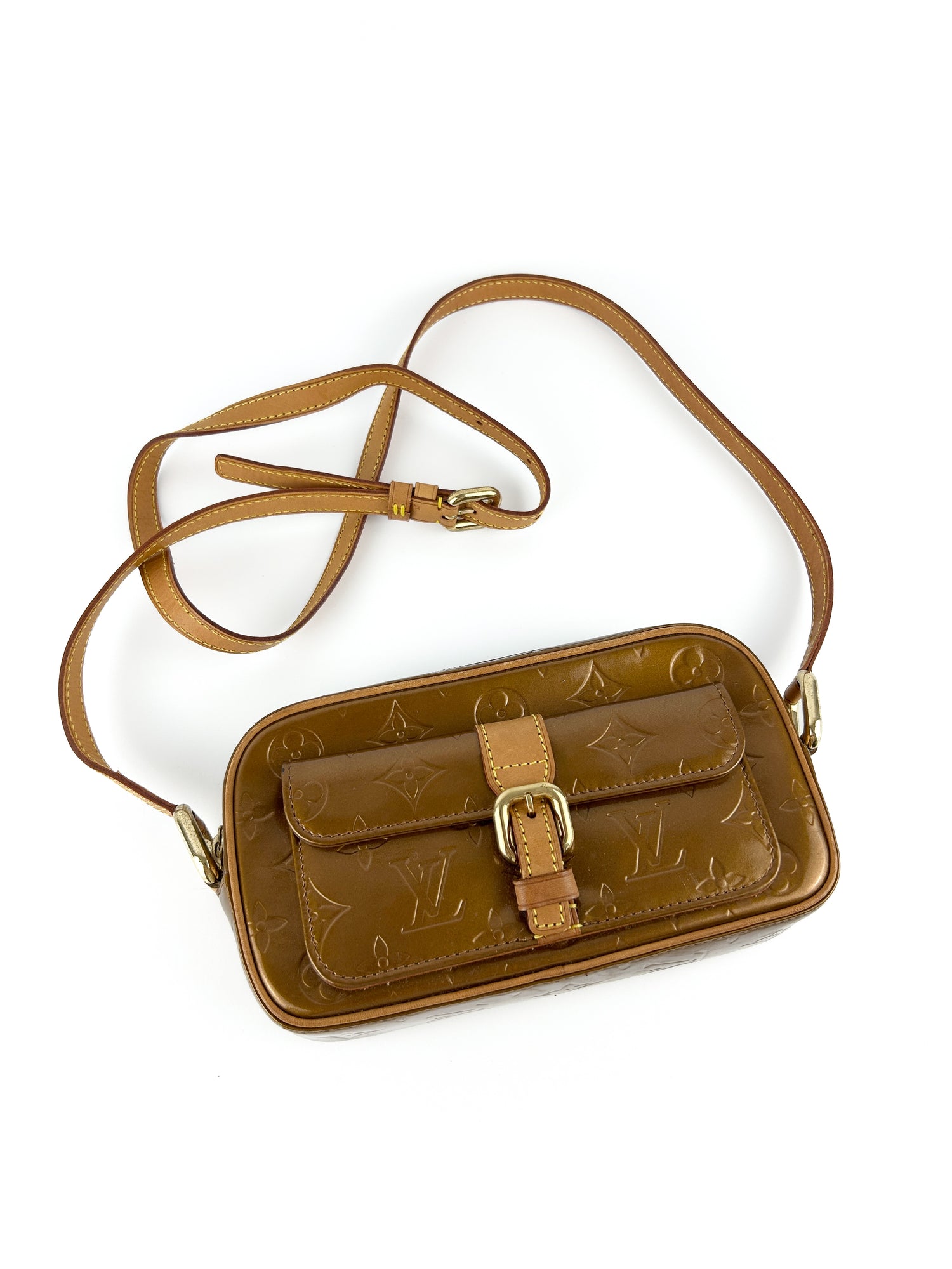 Vintage Louis Vuitton Vernis Bronze Christie MM Crossbody Bag (2000)