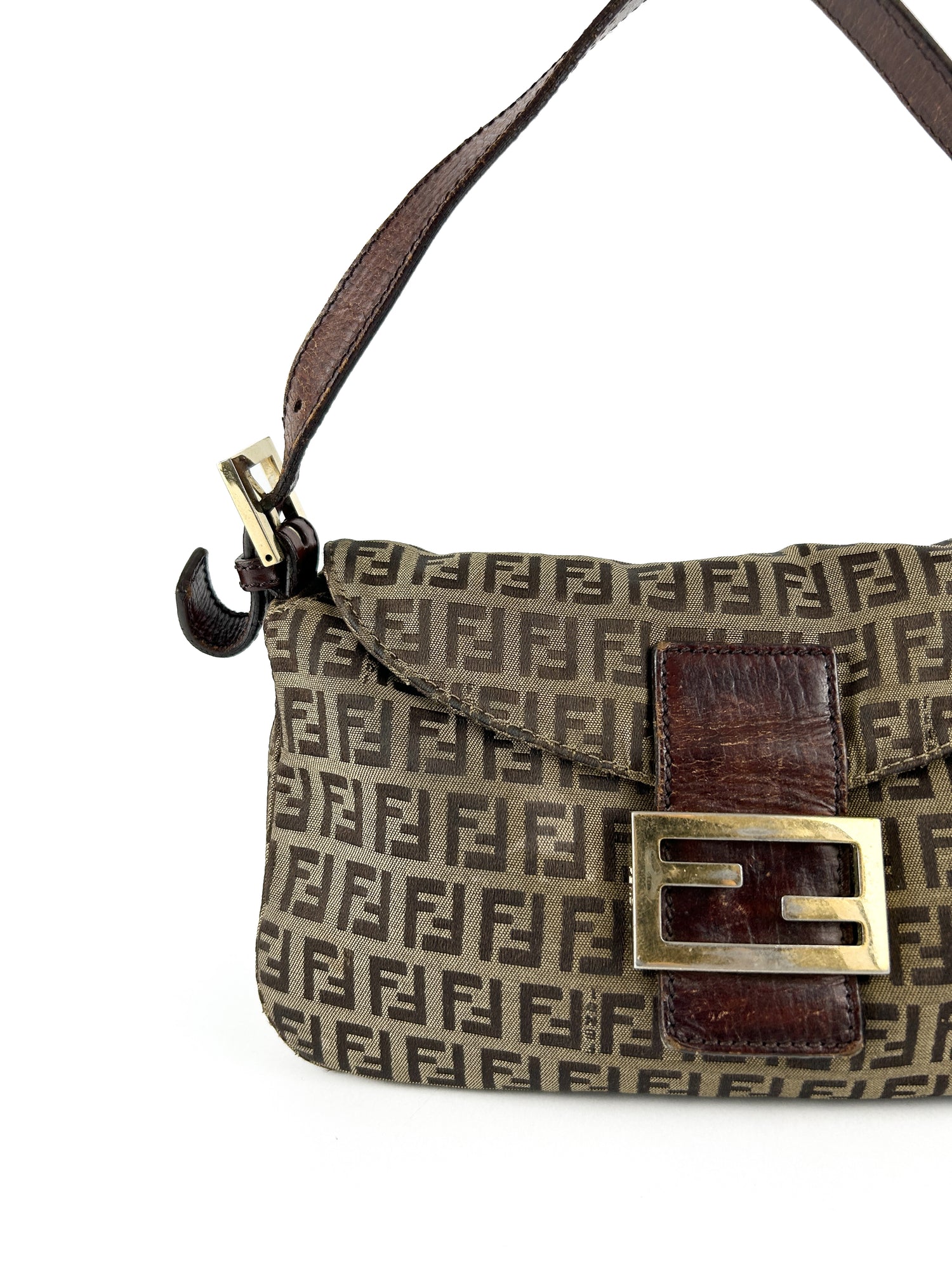 Vintage Fendi Zucca Baguette Shoulder Bag