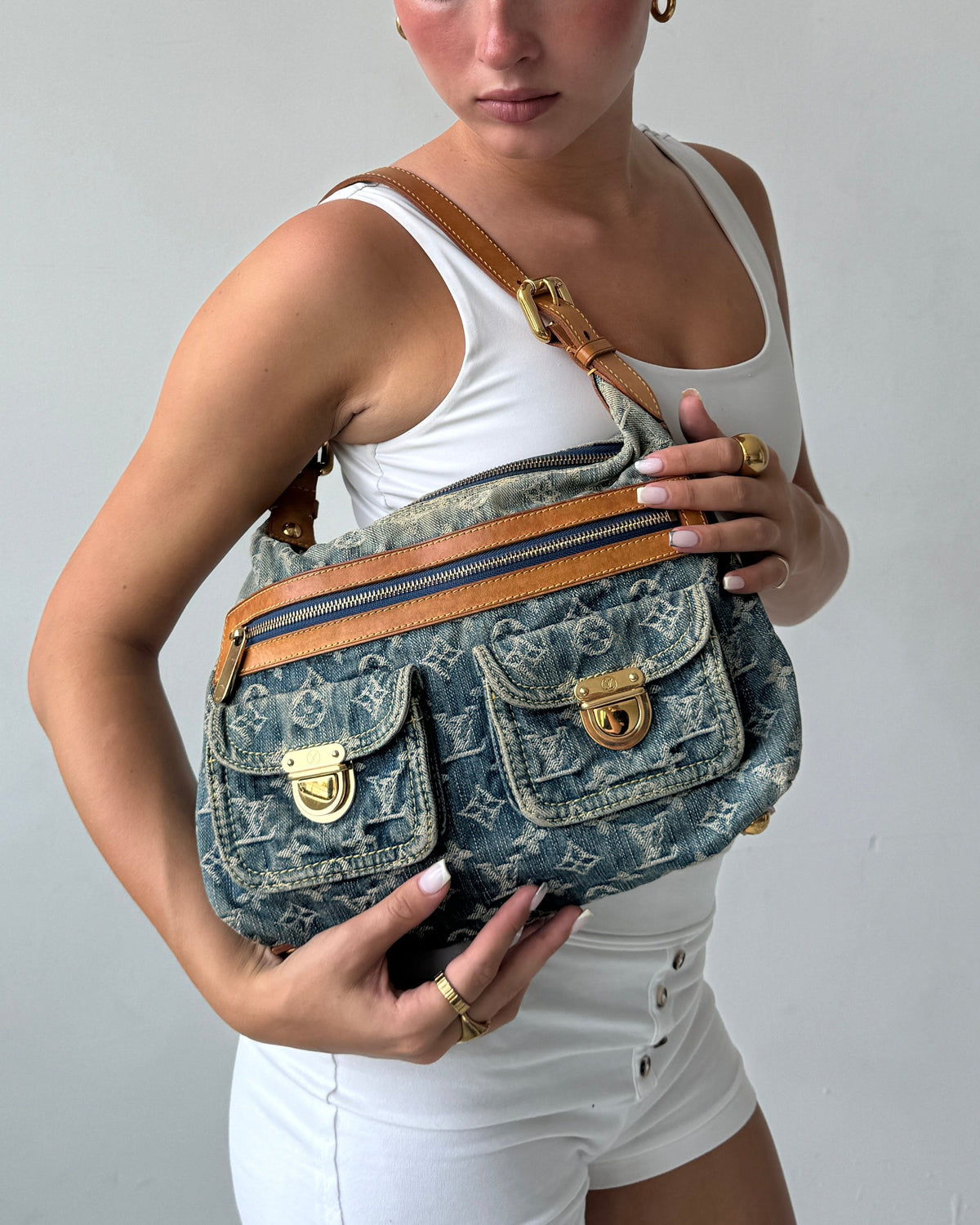 2006 Louis Vuitton Denim Baggy PM Shoulder Bag