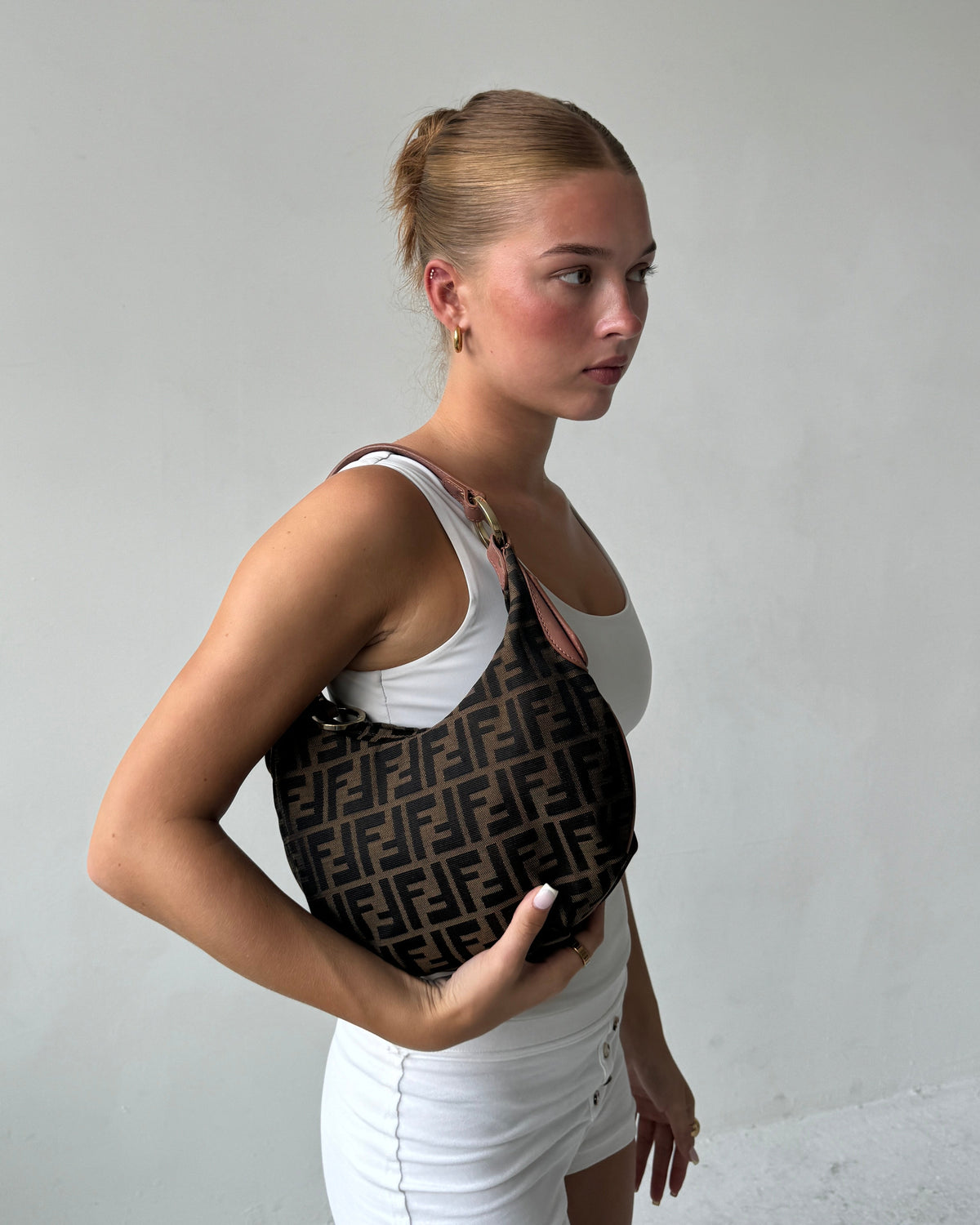 90s Fendi Zucca Mini Hobo Shoulder Bag