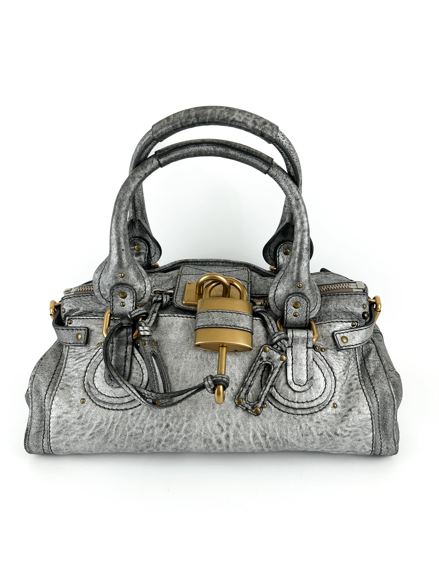 Vintage Chloe Paddington Silver Leather Handbag (2000s)