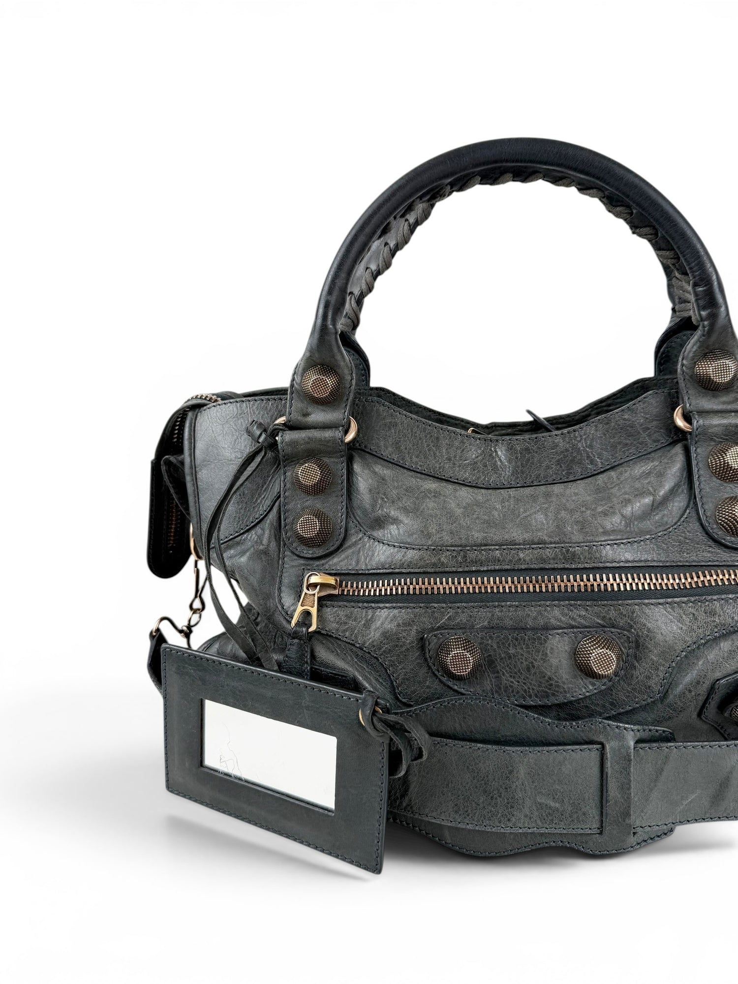2010s Balenciaga The Giant City 21 Dark Grey Leather Handbag