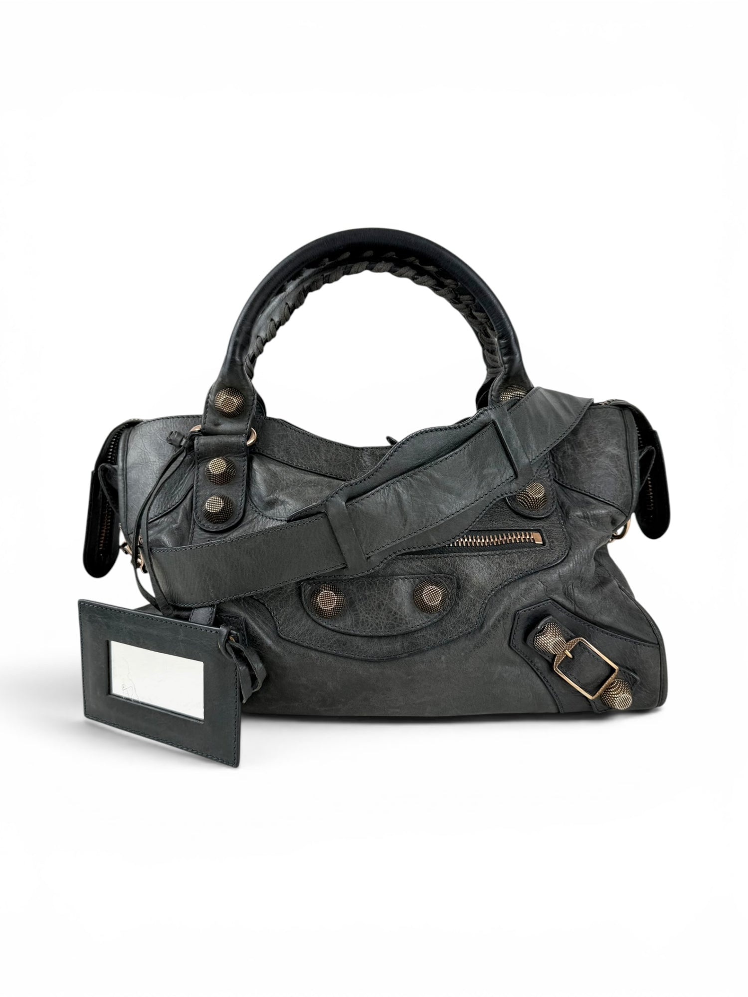2010s Balenciaga The Giant City 21 Dark Grey Leather Handbag