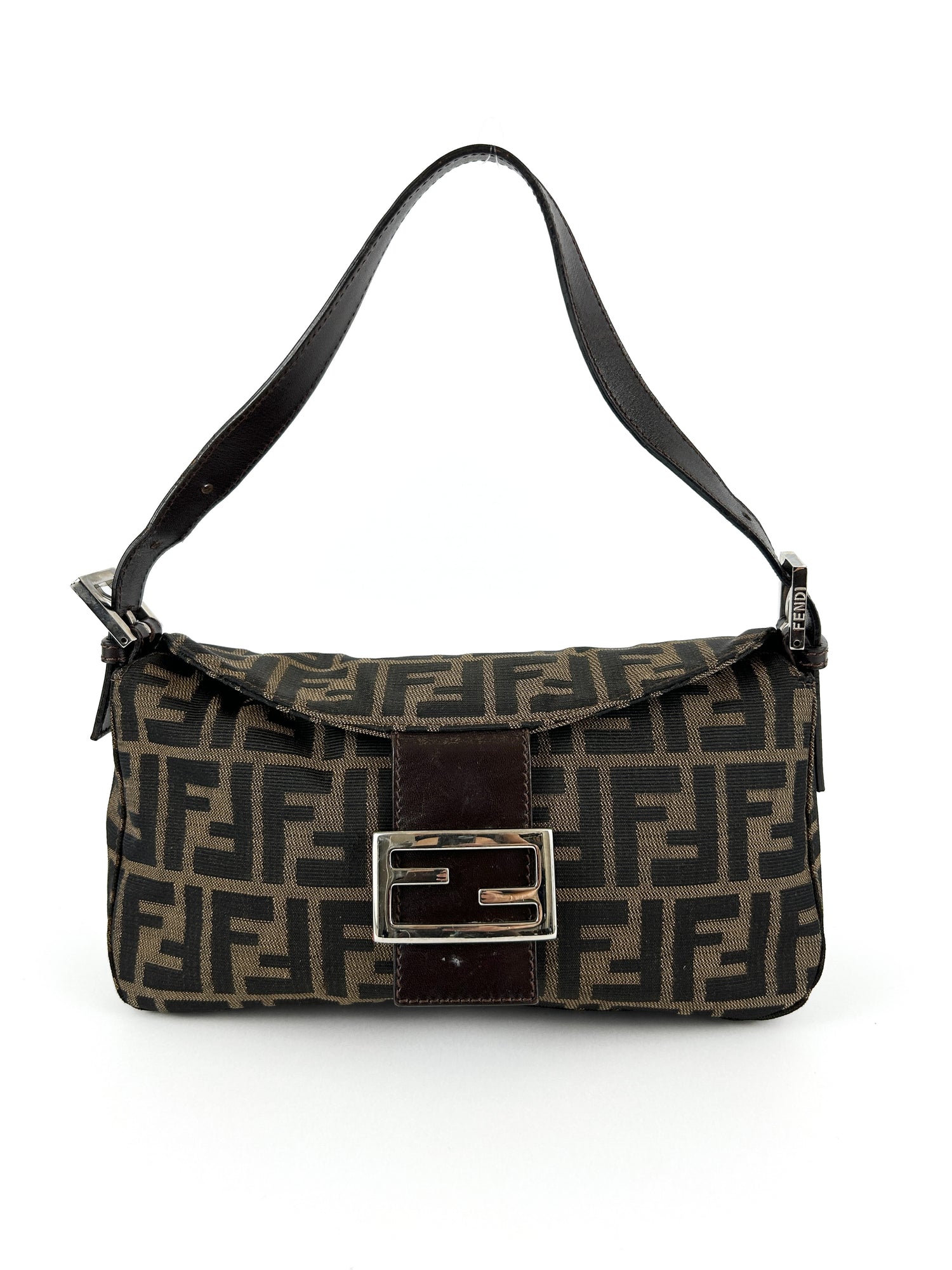 Vintage Fendi Zucca Baguette Shoulder Bag 90s