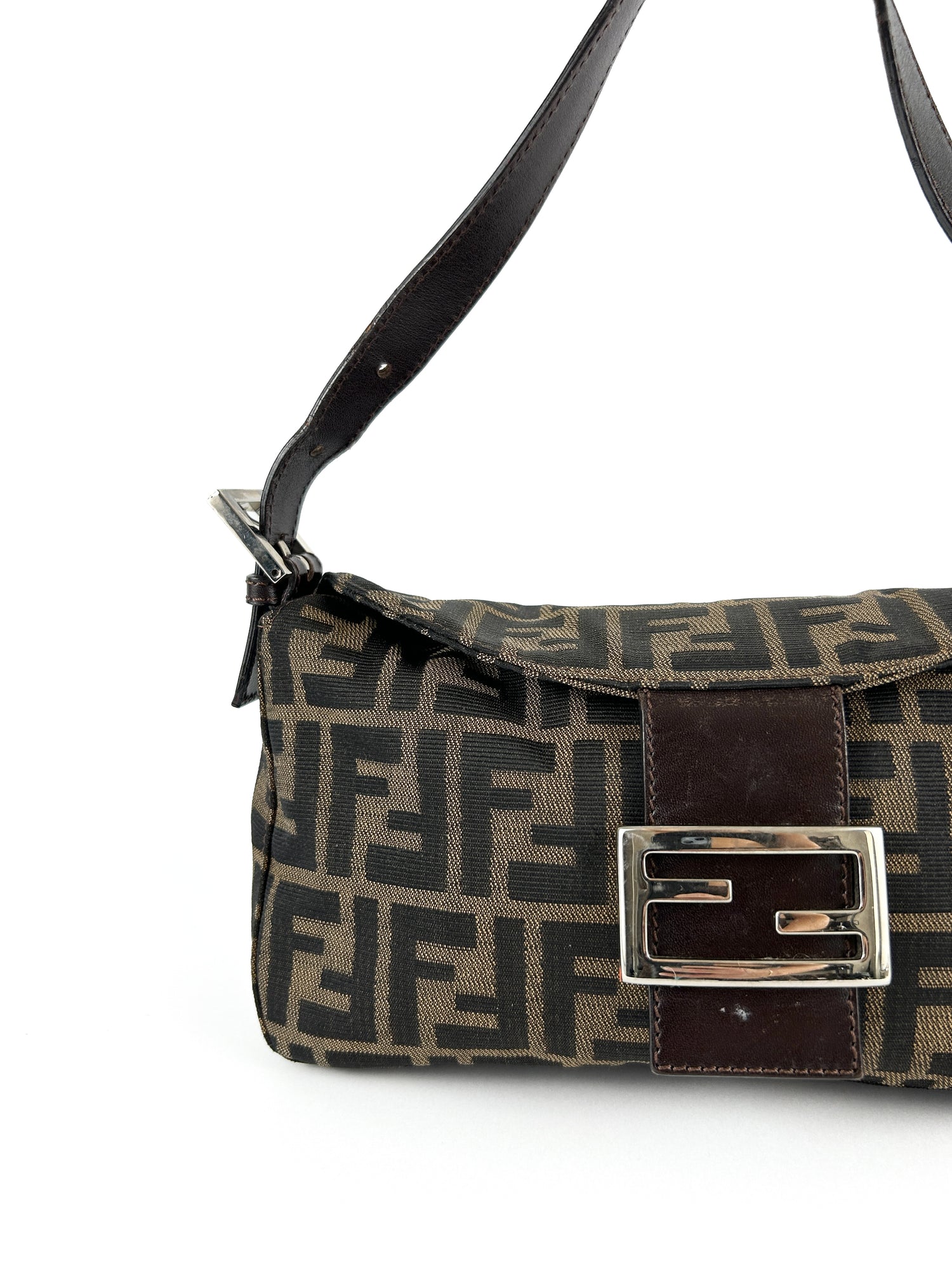 Vintage Fendi Zucca Baguette Shoulder Bag 90s