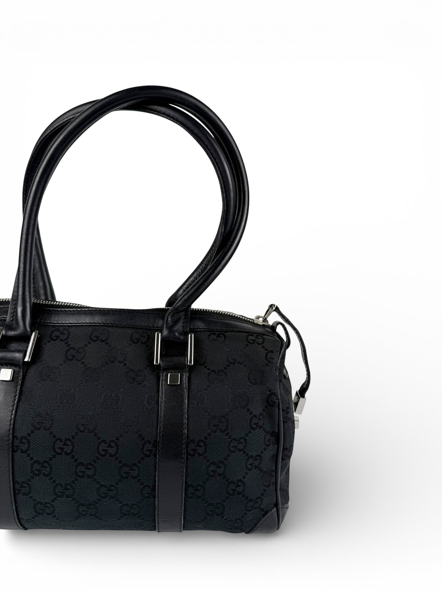 Vintage 90s Gucci Monogram Black Boston Handbag